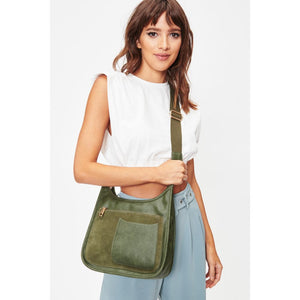 Woman wearing Olive Moda Luxe Azalea Crossbody 842017128045 View 2 | Olive