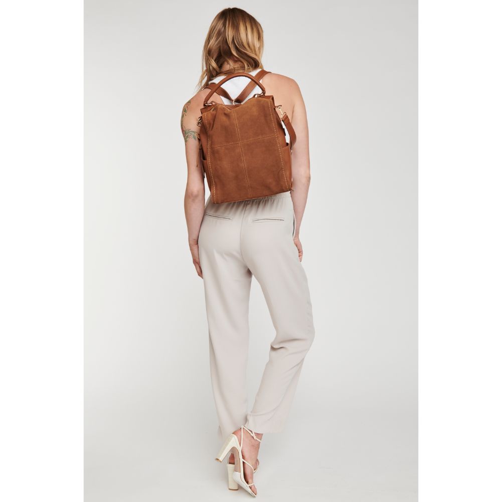 Woman wearing Tan Moda Luxe Brette Backpack 842017114666 View 4 | Tan