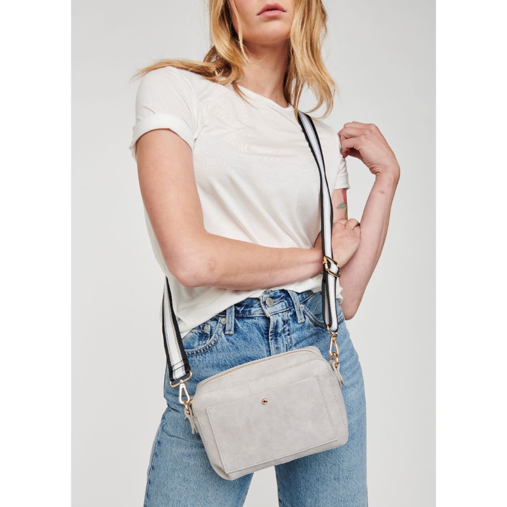 Woman wearing Grey Moda Luxe Skylie Crossbody 842017126713 View 1 | Grey