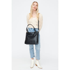 Woman wearing Black Moda Luxe Willow Tote 842017130635 View 3 | Black
