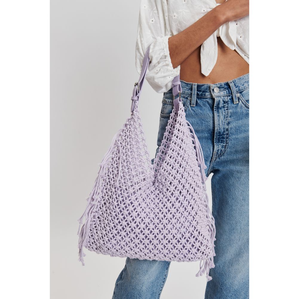 Woman wearing Lilac Moda Luxe Ariel Hobo 842017131823 View 1 | Lilac