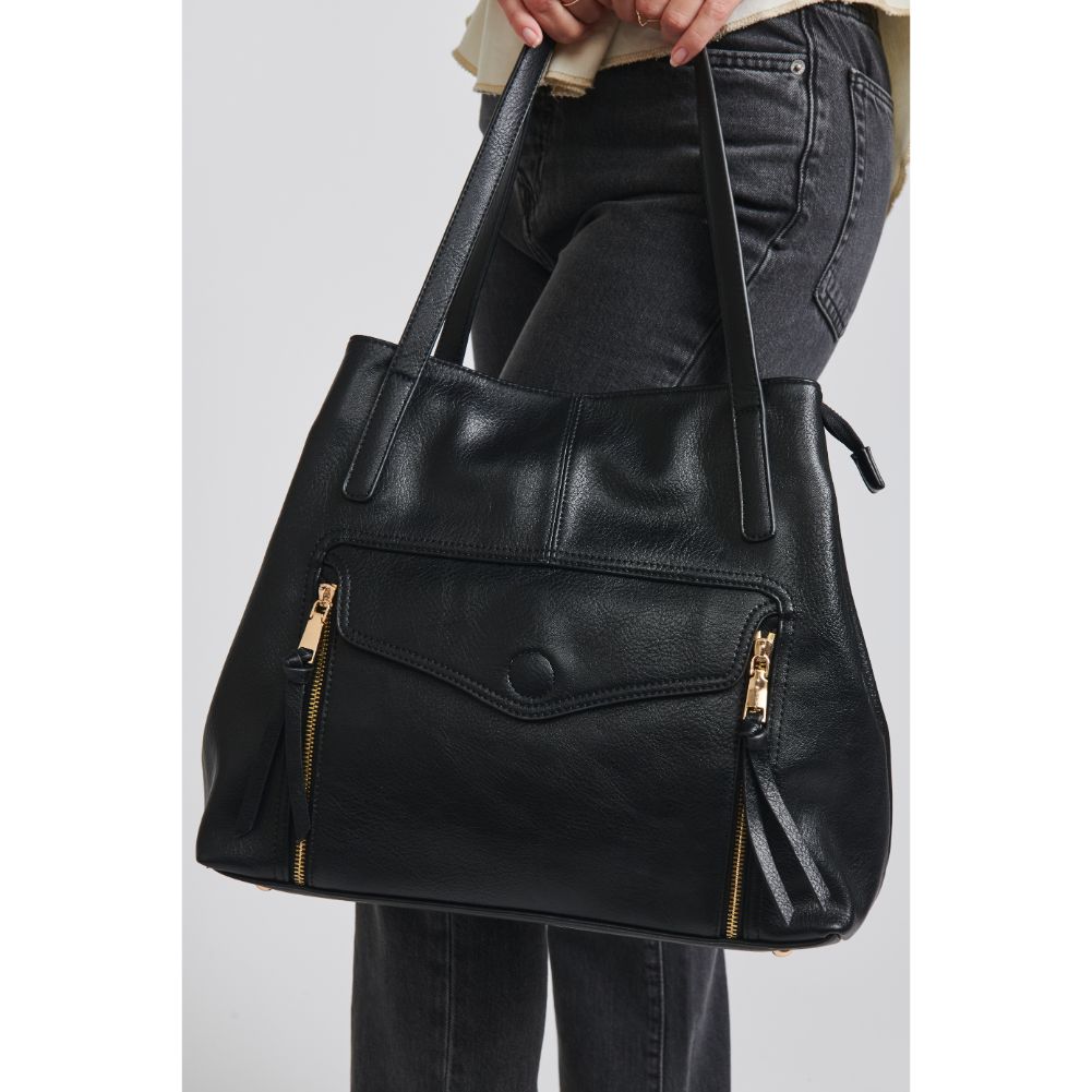 Woman wearing Black Moda Luxe Elmora Tote 842017130963 View 4 | Black