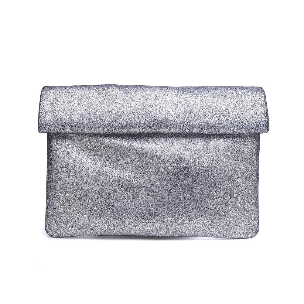 Product Image of Moda Luxe Gianna Metallic Clutch 842017110804 View 1 | Pewter