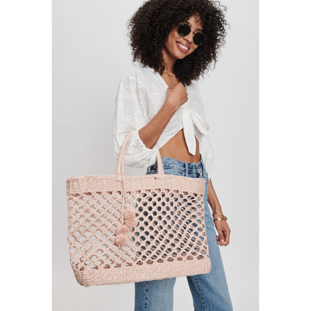 Woman wearing Rose Moda Luxe Meara Tote 842017132790 View 2 | Rose