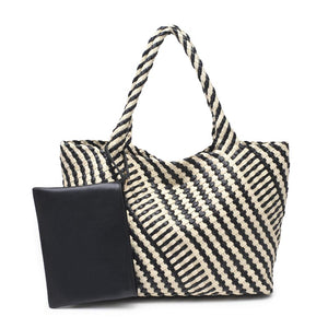 Product Image of Moda Luxe Solana - Mixed Material Tote 842017135777 View 5 | Black Ivory