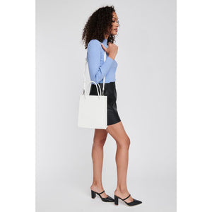 Woman wearing White Moda Luxe Piper Tote 842017125105 View 4 | White