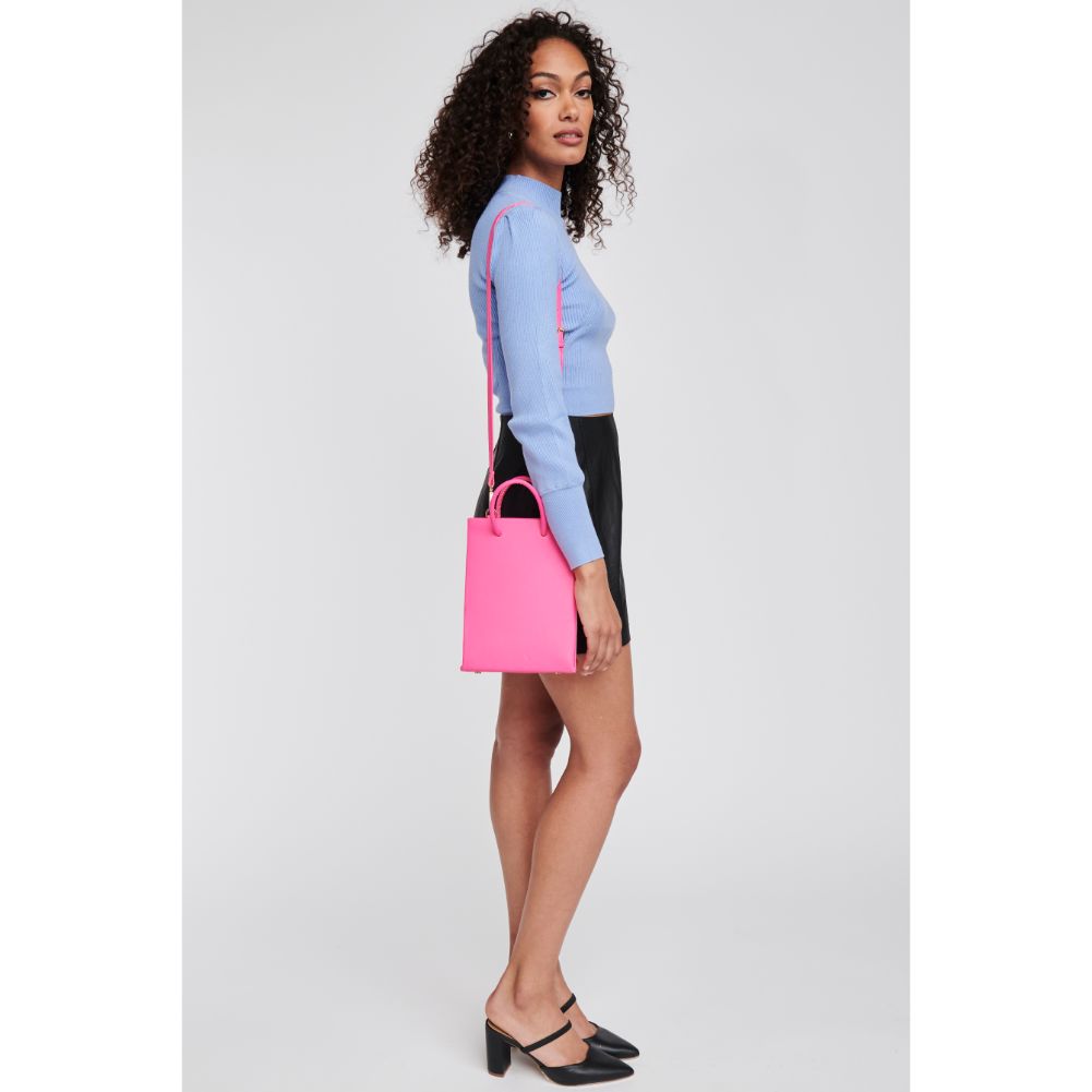 Woman wearing Neon Pink Moda Luxe Perry Top Handle 842017125280 View 4 | Neon Pink