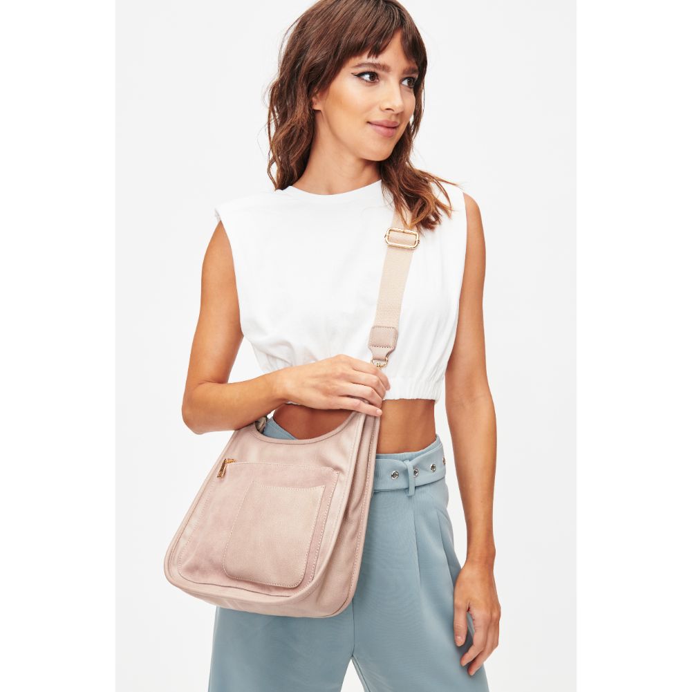 Woman wearing Natural Moda Luxe Azalea Crossbody 842017128038 View 2 | Natural