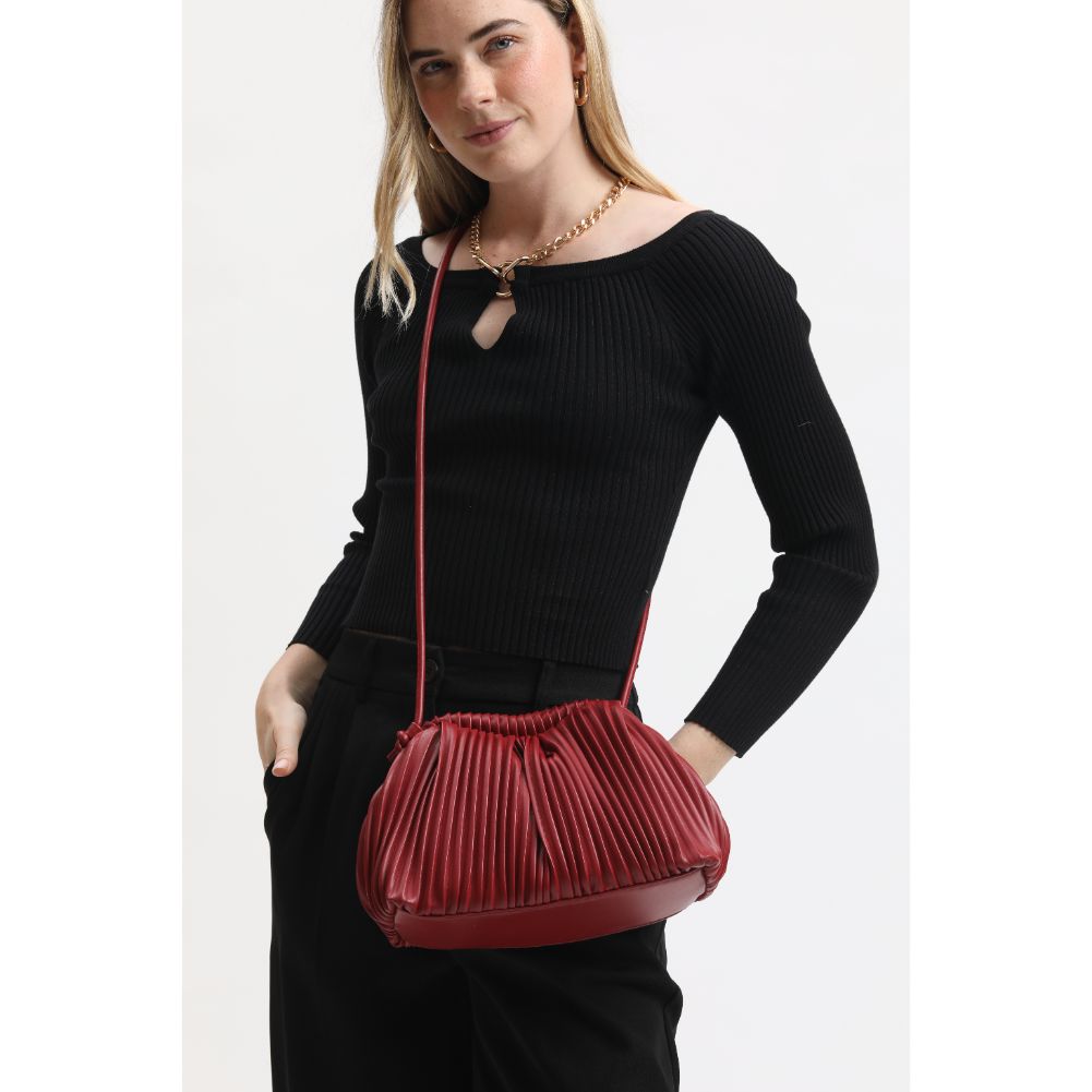 Woman wearing Red Moda Luxe Metzi Crossbody 842017134206 View 2 | Red