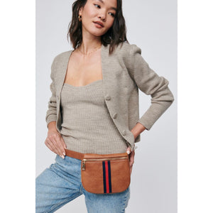 Woman wearing Tan Moda Luxe Juno Belt Bag 842017118701 View 2 | Tan