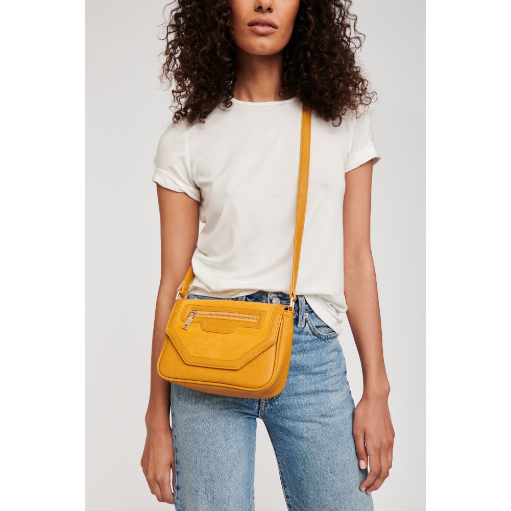 Woman wearing Mustard Moda Luxe Hallie Crossbody 842017120520 View 1 | Mustard