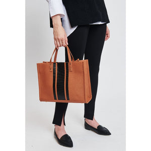 Woman wearing Tan Moda Luxe Zaria Tote 842017131571 View 2 | Tan