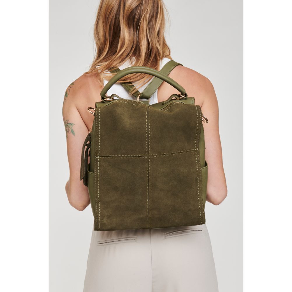 Woman wearing Olive Moda Luxe Brette Backpack 842017114697 View 1 | Olive