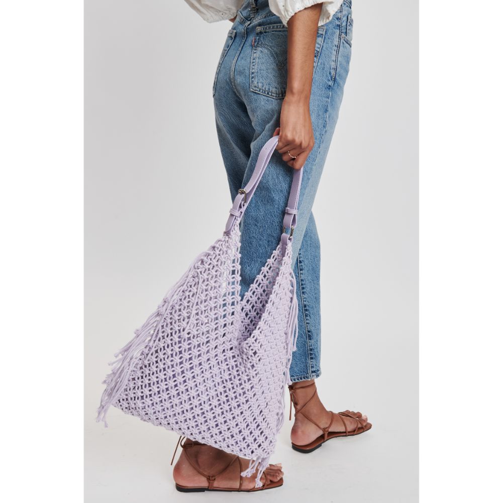 Woman wearing Lilac Moda Luxe Ariel Hobo 842017131823 View 3 | Lilac