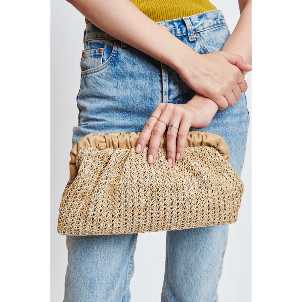 Woman wearing Natural Moda Luxe Delvina Clutch 842017131656 View 4 | Natural