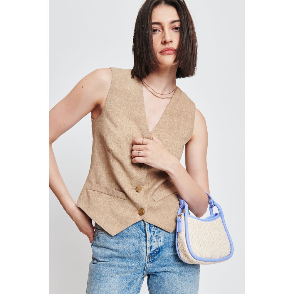 Woman wearing Natural Periwinkle Moda Luxe Aimee Crossbody 842017131205 View 1 | Natural Periwinkle