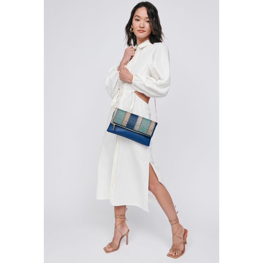 Woman wearing Navy Moda Luxe Emmie Clutch 842017129639 View 2 | Navy