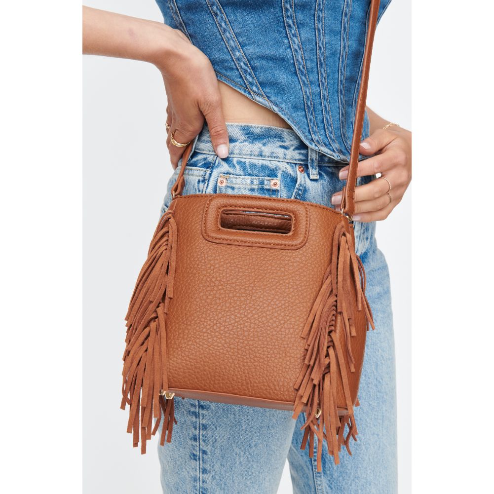 Woman wearing Tan Moda Luxe Aria Crossbody 842017130185 View 4 | Tan