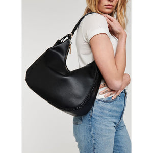 Woman wearing Black Moda Luxe Waverly Hobo 842017124337 View 4 | Black