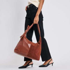 Woman wearing Chocolate Moda Luxe Hazel Hobo 842017137115 View 2 | Chocolate