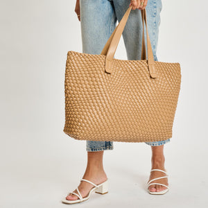 Woman wearing Tan Moda Luxe Piquant Tote 842017135609 View 2 | Tan