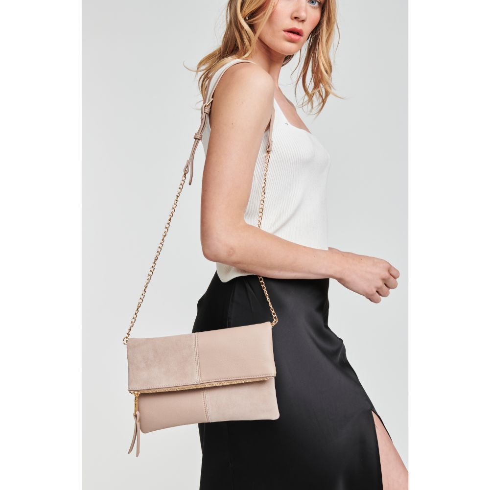 Woman wearing Natural Moda Luxe Amalia Crossbody 842017127222 View 3 | Natural