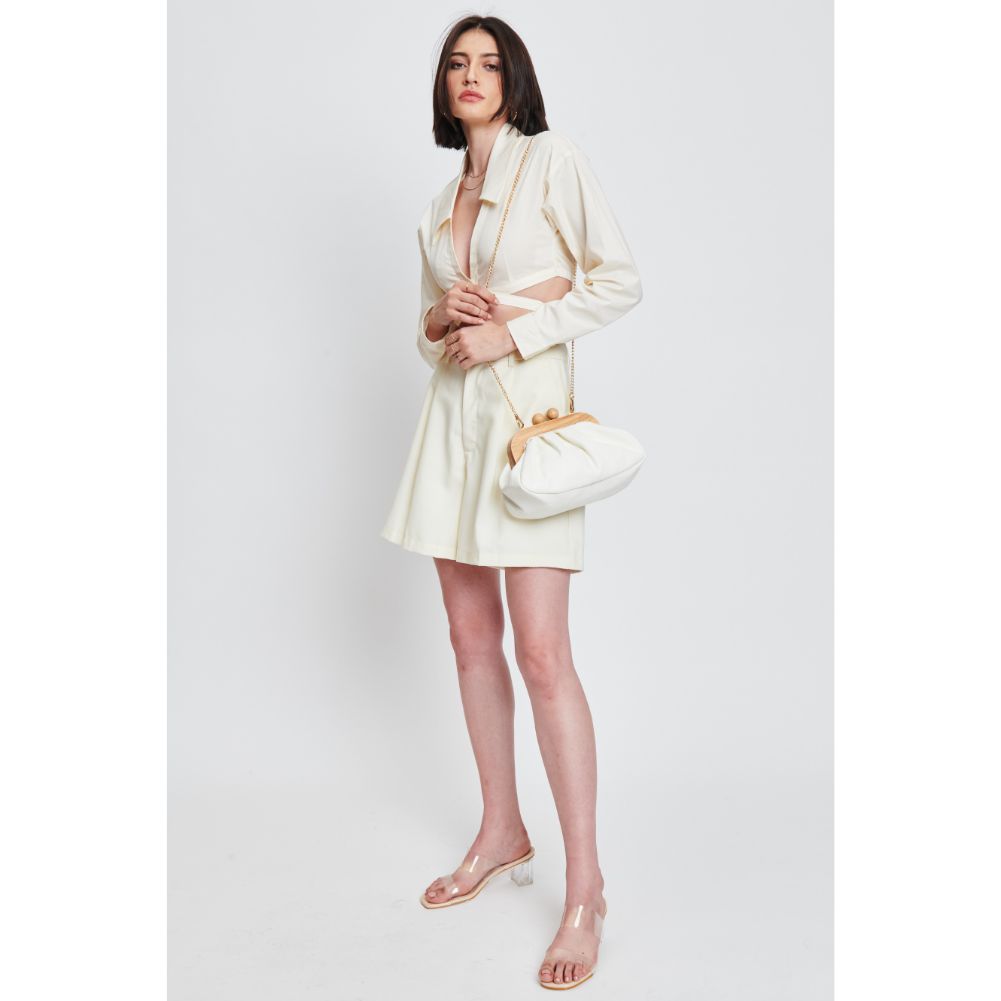 Woman wearing White Moda Luxe Enya Clutch 842017131236 View 4 | White