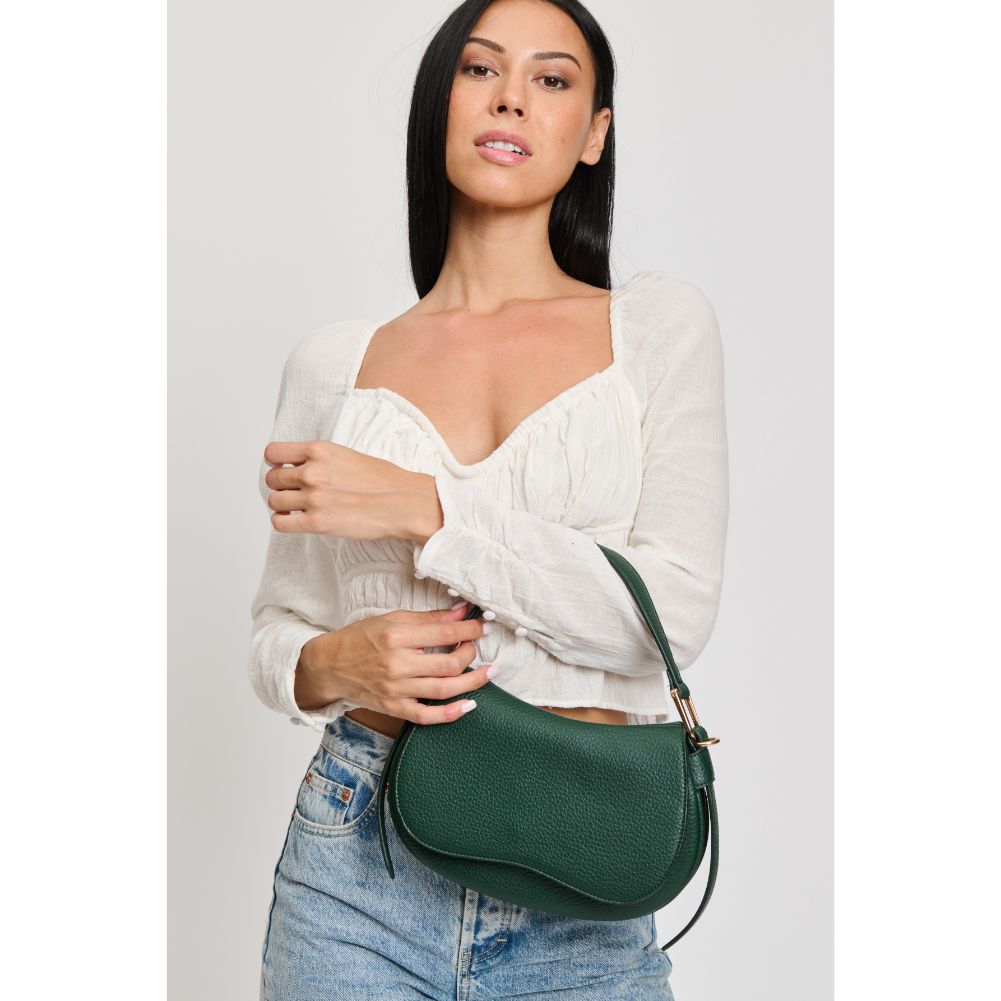 Woman wearing Hunter Green Moda Luxe Belinda Crossbody 842017133551 View 1 | Hunter Green