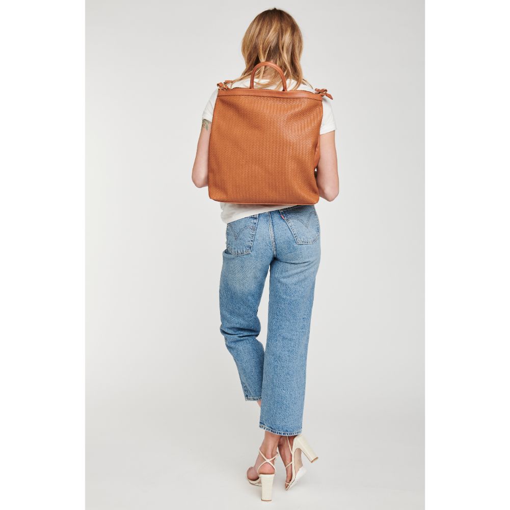 Woman wearing Tan Moda Luxe Belle Tote 842017126850 View 4 | Tan