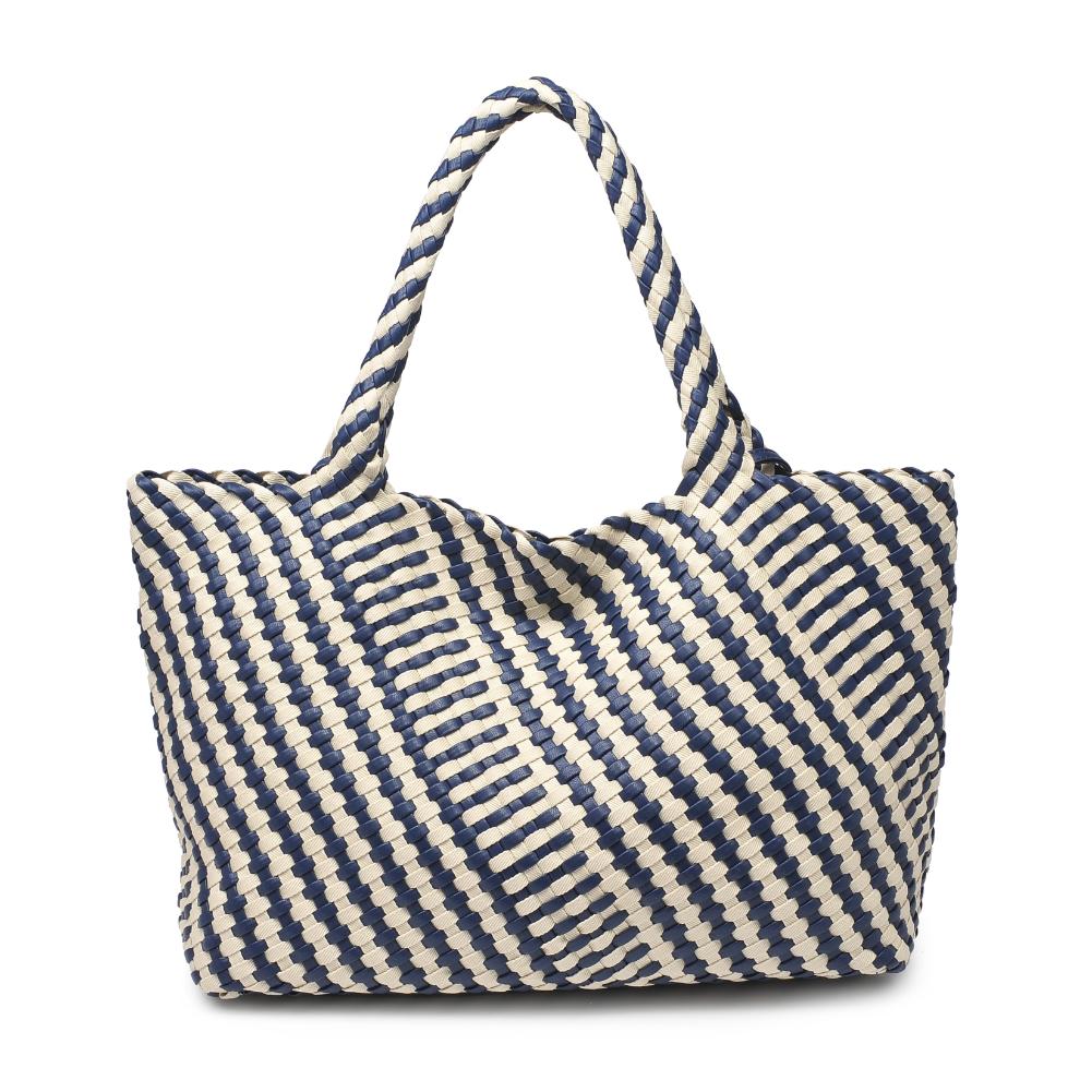 Product Image of Moda Luxe Solana - Mixed Material Tote 842017135791 View 7 | Navy Ivory