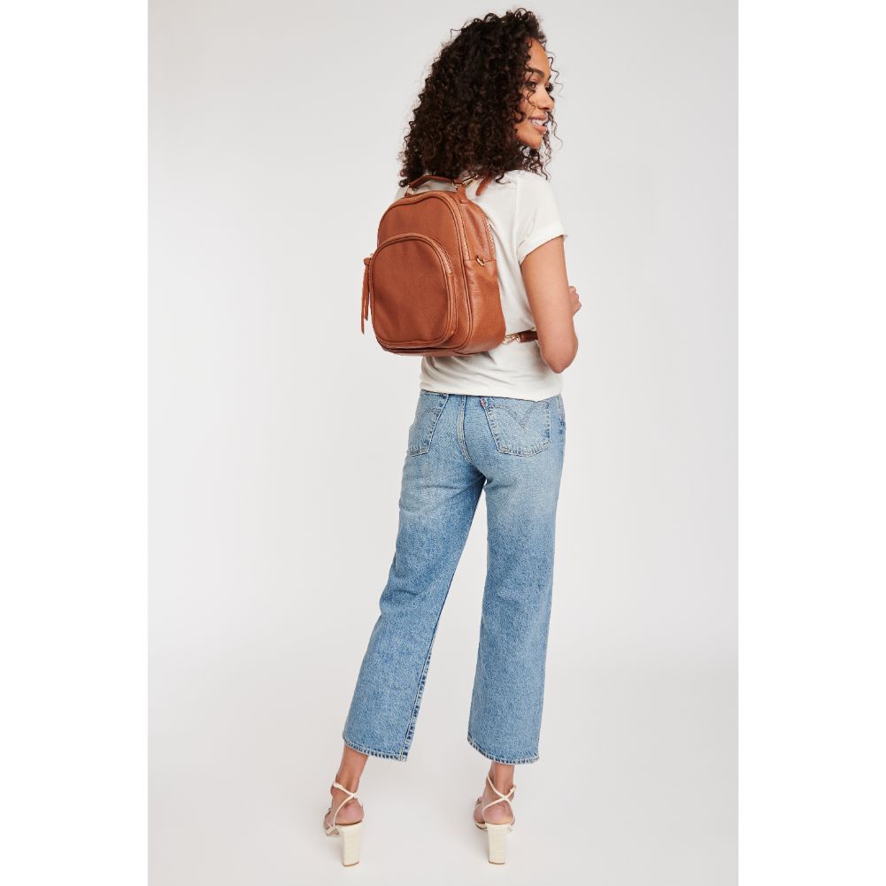 Woman wearing Cognac Moda Luxe Claudia Backpack 842017126119 View 2 | Cognac