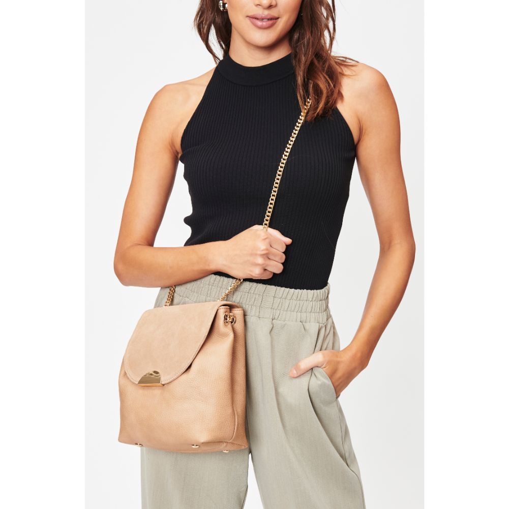 Woman wearing Natural Moda Luxe Breanna Crossbody 842017128595 View 1 | Natural