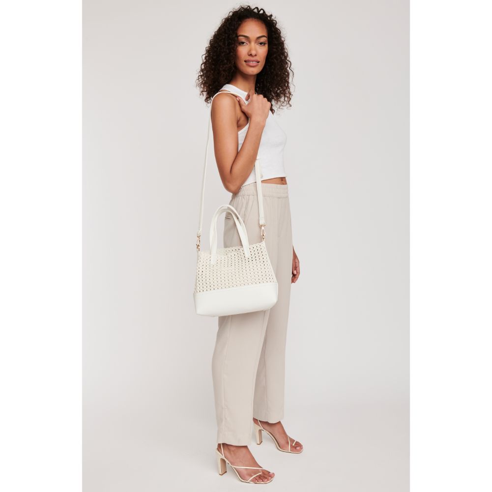 Woman wearing White Moda Luxe Monaco Tote 842017123965 View 4 | White