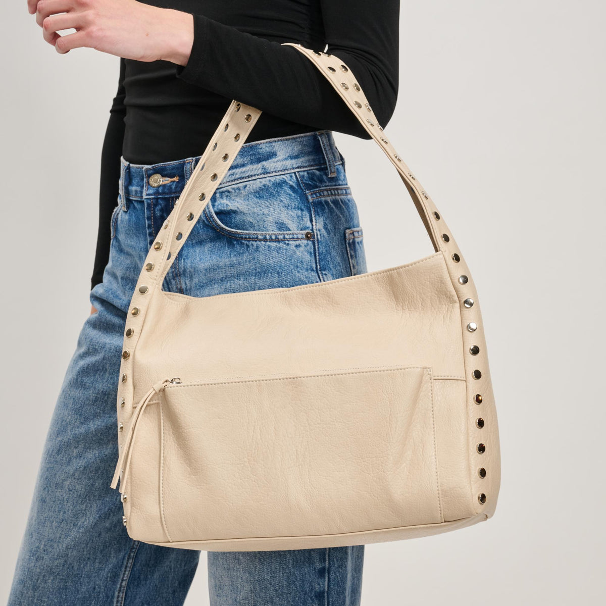 Woman wearing Cream Moda Luxe Misty Hobo 842017137214 View 4 | Cream