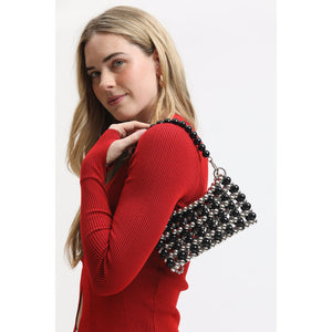 Woman wearing Black Silver Moda Luxe Janet Evening Bag 842017133933 View 2 | Black Silver