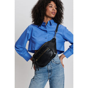 Woman wearing Black Moda Luxe Samira Belt Bag 842017132745 View 1 | Black