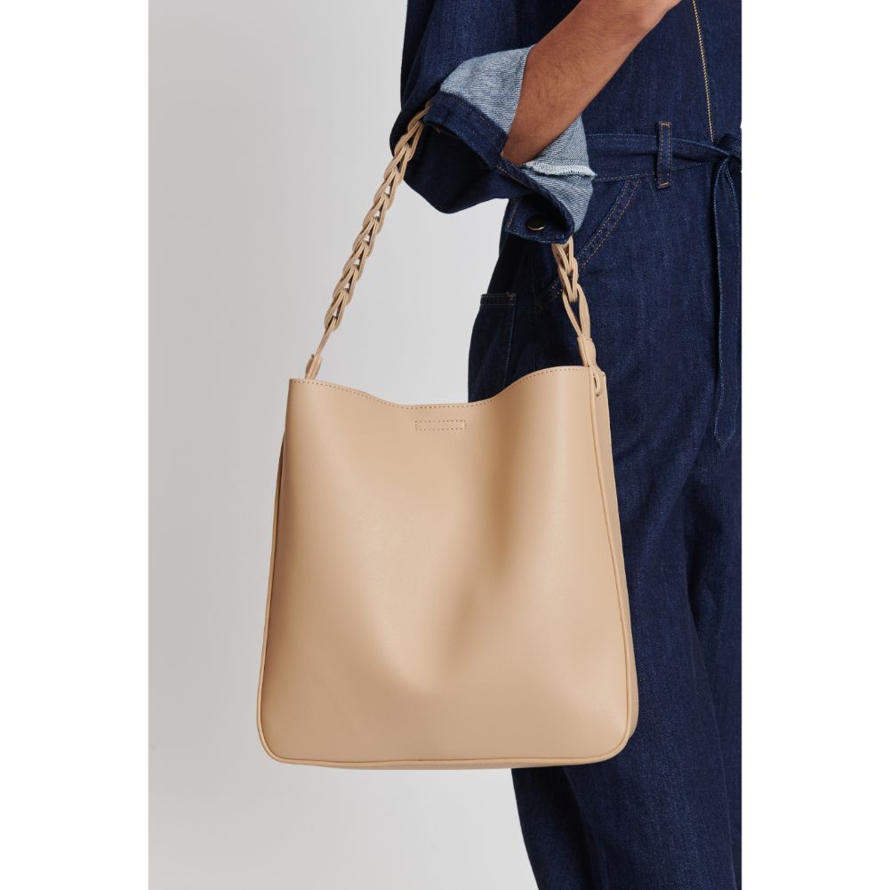 Woman wearing Natural Moda Luxe Nemy Tote 842017132301 View 4 | Natural