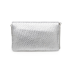 Product Image of Moda Luxe Alicia Woven Clutch 842017118046 View 7 | Silver