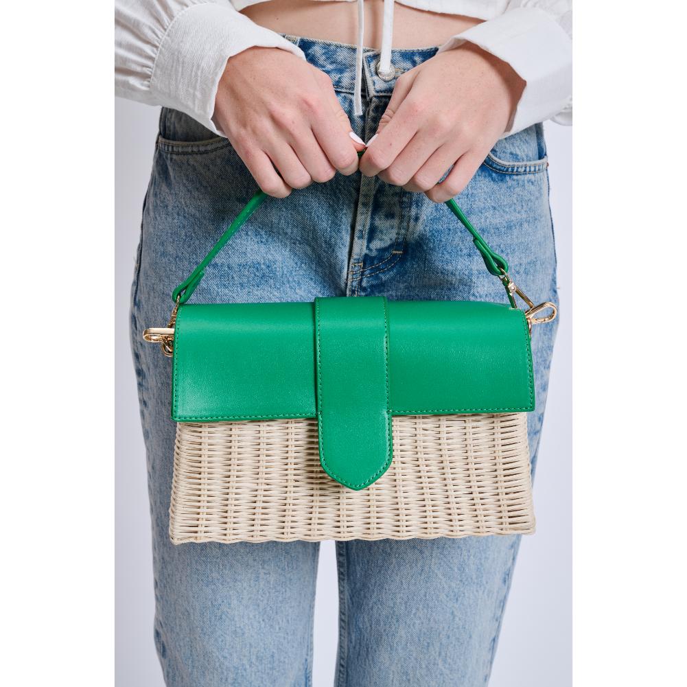 Woman wearing Green Moda Luxe Swanki Crossbody 842017135227 View 4 | Green