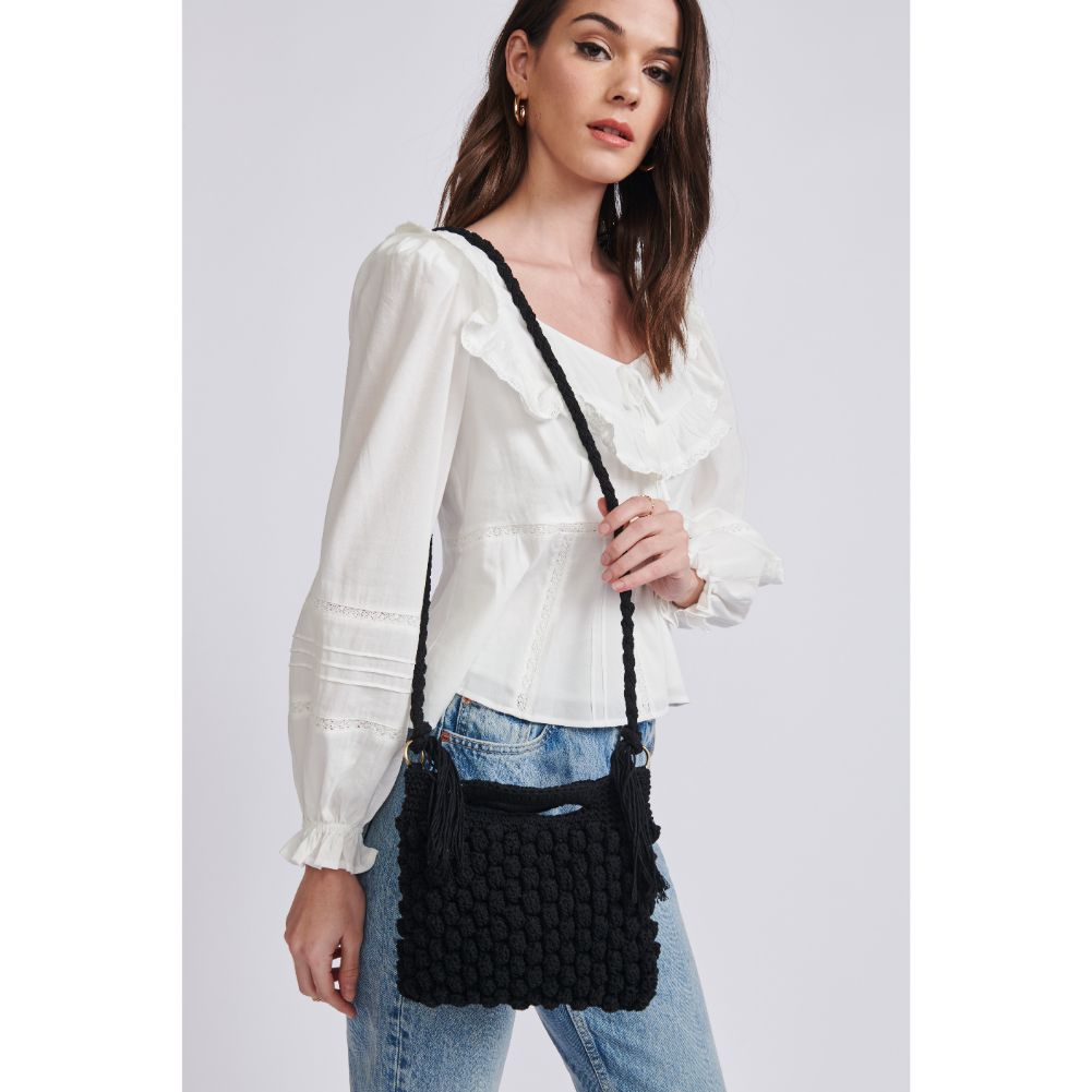 Woman wearing Black Moda Luxe Rory Crossbody 842017129264 View 1 | Black