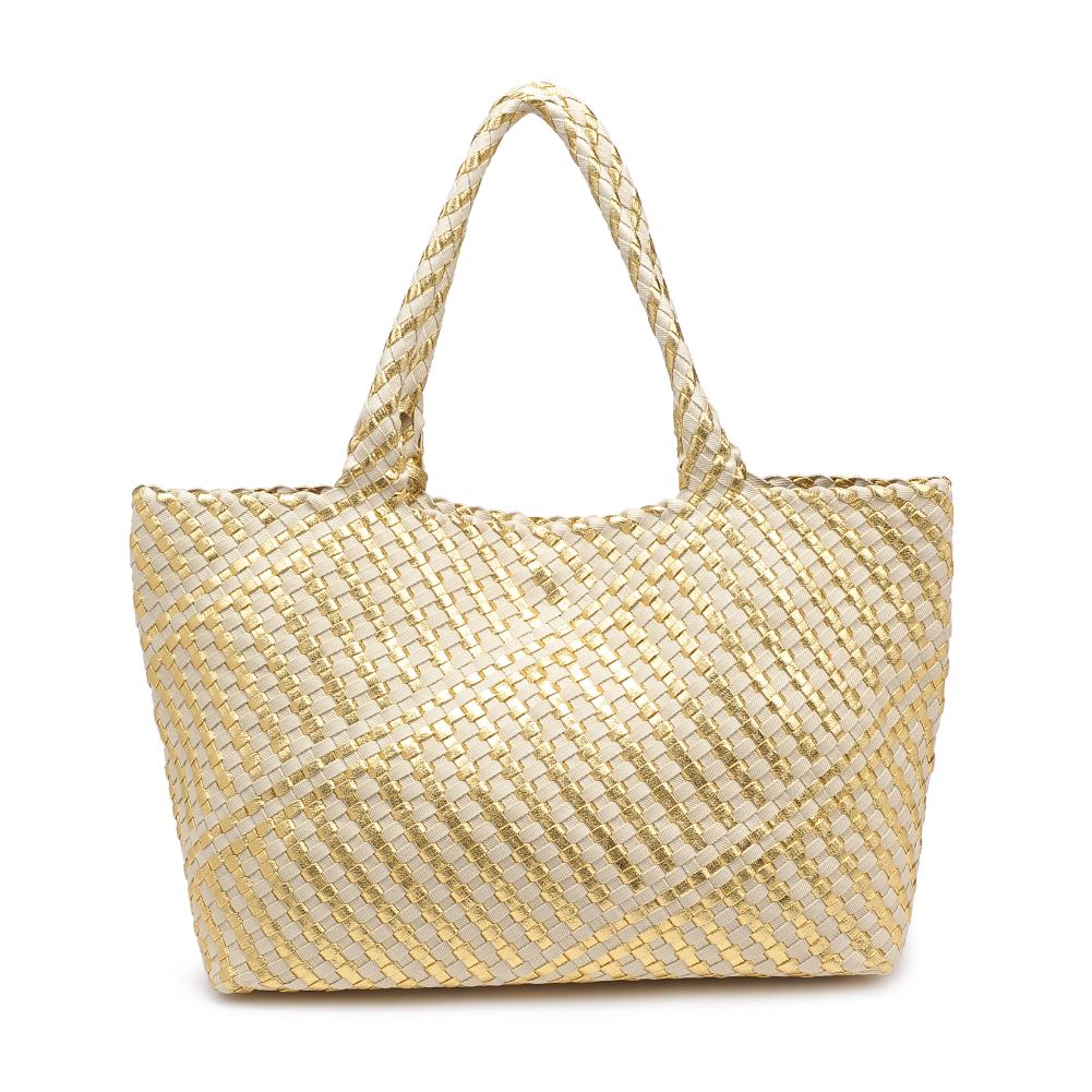 Product Image of Moda Luxe Solana - Mixed Material Tote 842017136873 View 7 | Gold Ivory