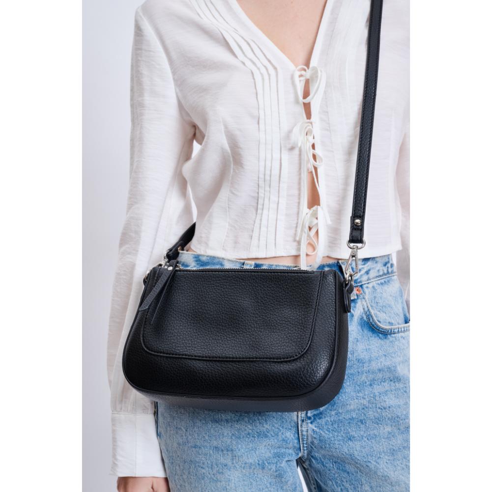 Woman wearing Black Moda Luxe Modaire Crossbody 842017134879 View 4 | Black