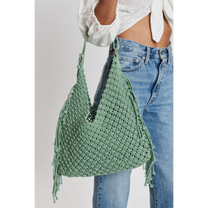 Woman wearing Sage Moda Luxe Ariel Hobo 842017131830 View 4 | Sage