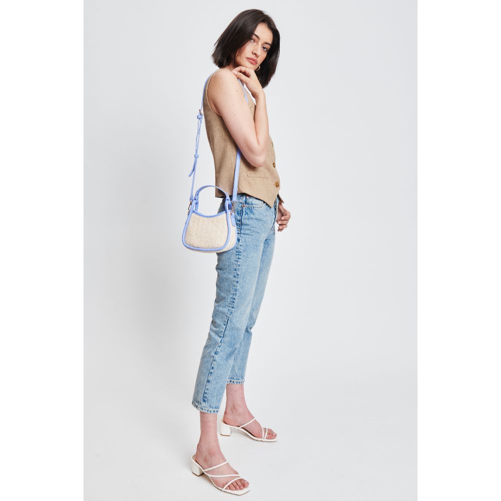 Woman wearing Natural Periwinkle Moda Luxe Aimee Crossbody 842017131205 View 3 | Natural Periwinkle