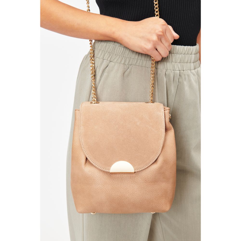 Woman wearing Natural Moda Luxe Breanna Crossbody 842017128595 View 2 | Natural