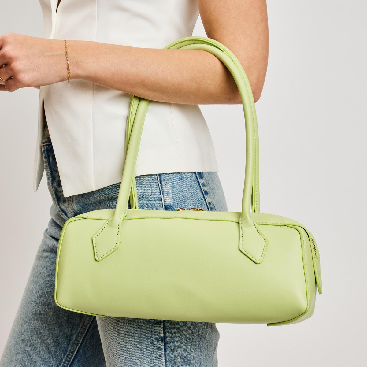 Woman wearing Pistachio Moda Luxe Betty Shoulder Bag 842017138495 View 1 | Pistachio