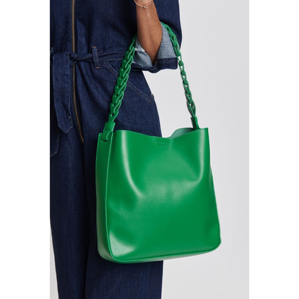 Woman wearing Kelly Green Moda Luxe Nemy Tote 842017132325 View 4 | Kelly Green