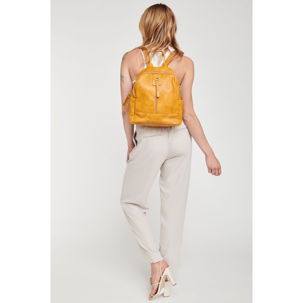 Woman wearing Mustard Moda Luxe Bowie Backpack 842017119524 View 4 | Mustard