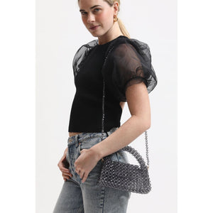 Woman wearing Smoke Moda Luxe Dolly Evening Bag 842017133483 View 2 | Smoke