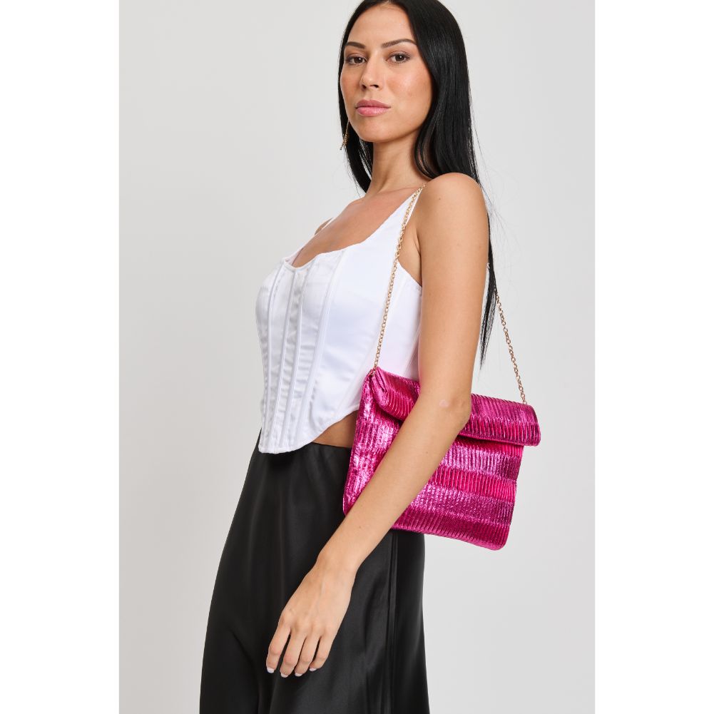 Woman wearing Hot Pink Moda Luxe Gianna Crossbody 842017133155 View 3 | Hot Pink